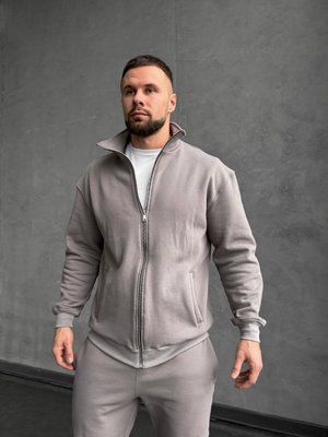 Мужской спортивный костюм на флисе без капюшона теплый - осень зима