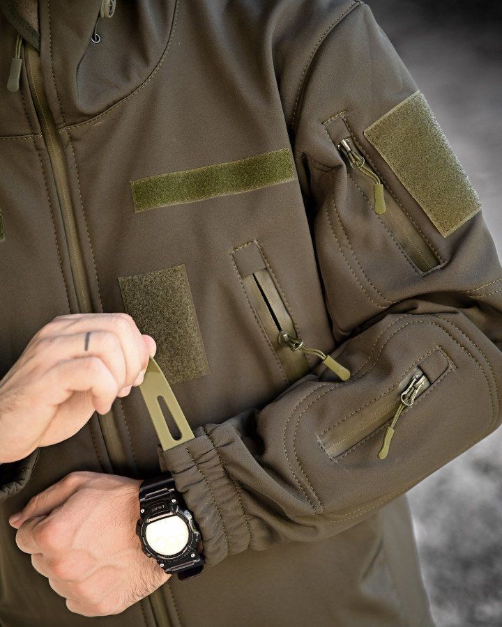 Чоловіча куртка олива Softshell на флісі