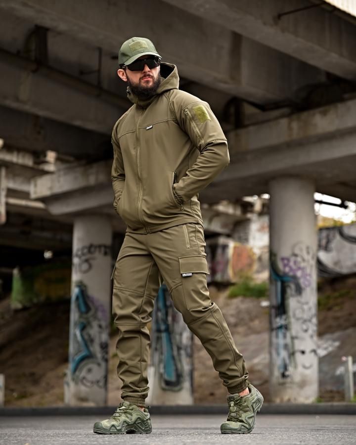 Чоловічий костюм олива Softshell на флісі теплий &ndash; осінь зима