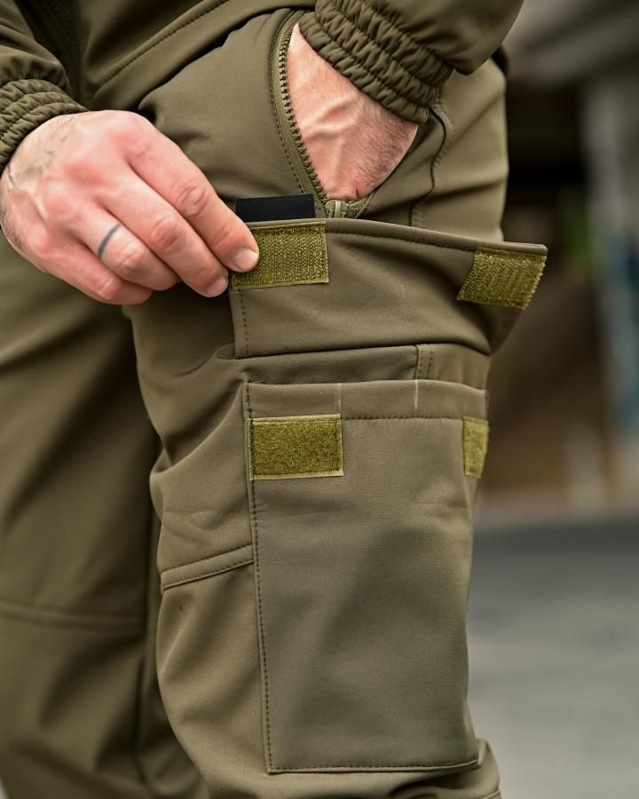 Чоловічий костюм олива Softshell на флісі теплий &ndash; осінь зима