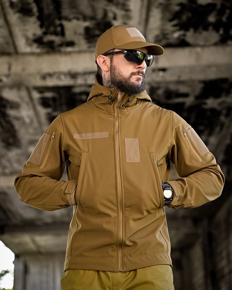 Чоловіча куртка Softshell койот на флісі