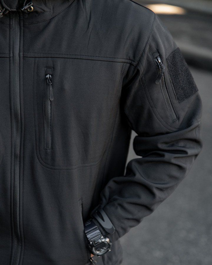 Куртка Softshell на флісі чорна чоловіча
