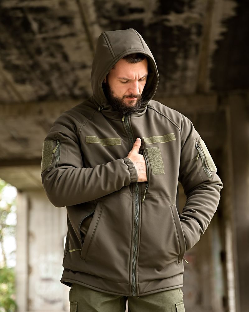 Чоловіча зимова куртка олива Softshell з Omni-Heat