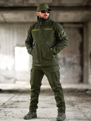 Демісезонний костюм Softshell Олива на флісі - весна осінь
