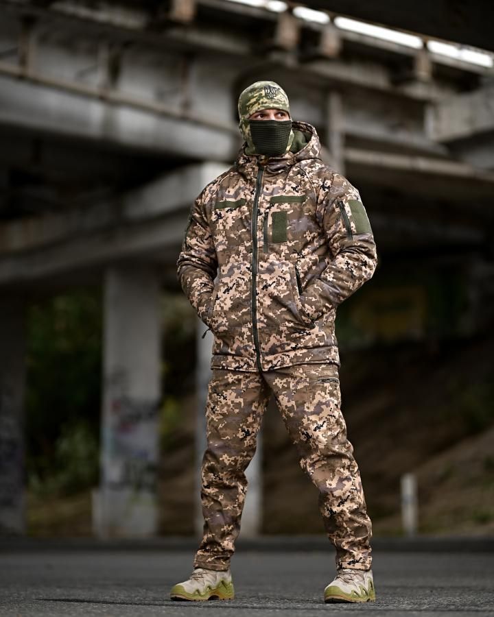 Чоловічий зимовий костюм Softshell піксель Omni Heat - з утеплювачем