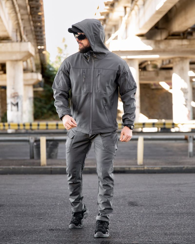 Чоловіча куртка Softshell на флісі графітова
