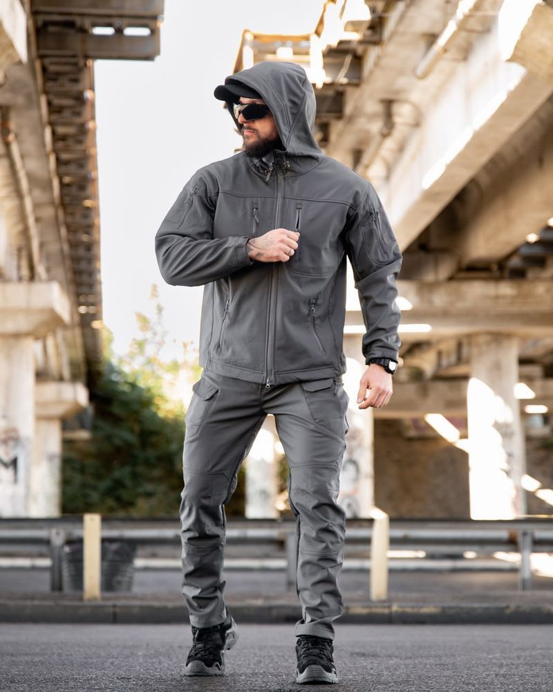 Чоловіча куртка Softshell на флісі графітова