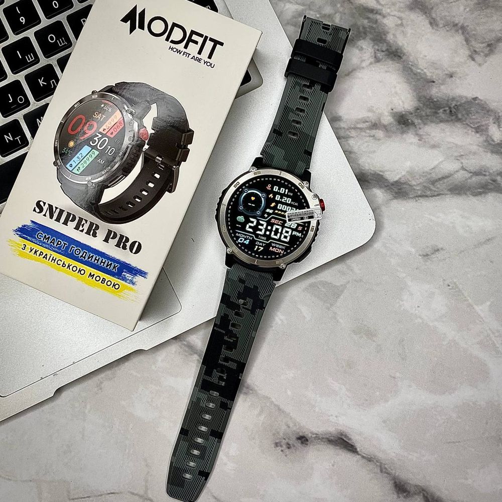 Смарт-годинник Modfit Sniper Pro Black-Silver 48 мм